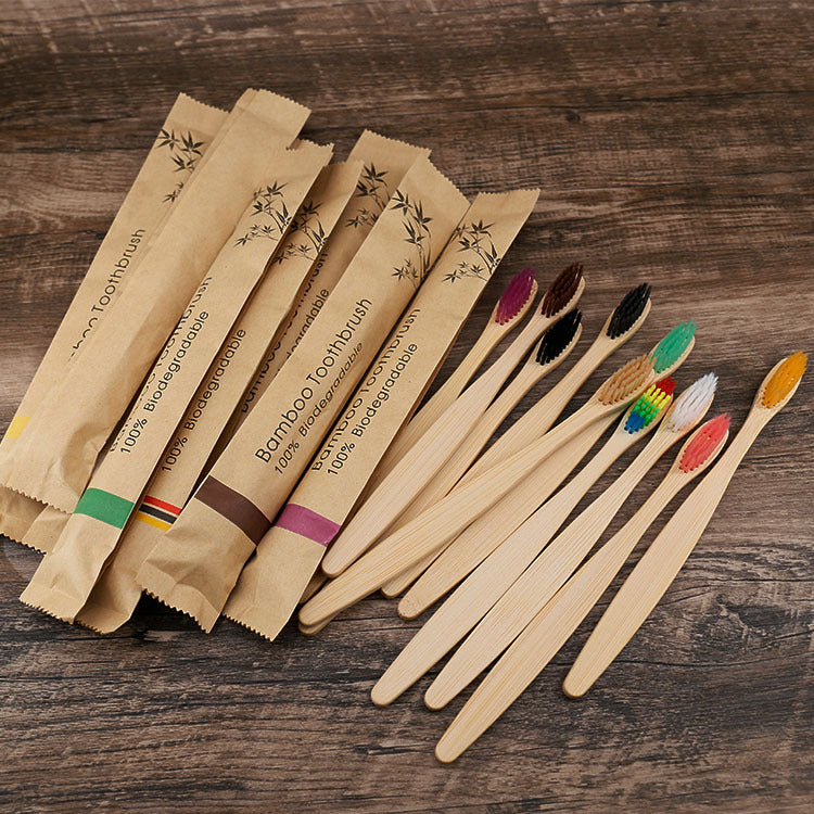 Natural Bamboo Toothbrush Set | Charcoal Bristles