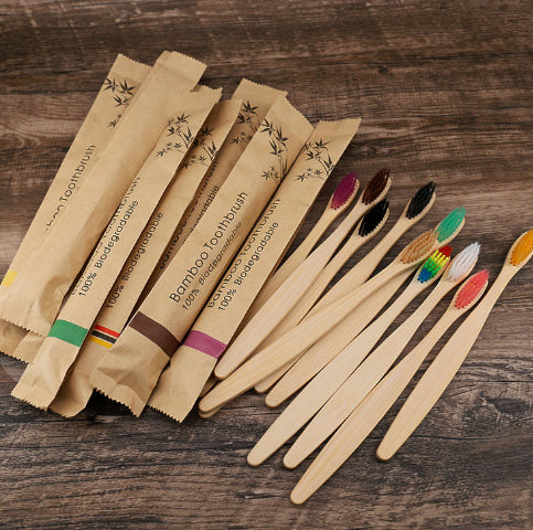 Natural Bamboo Toothbrush Set | Charcoal Bristles