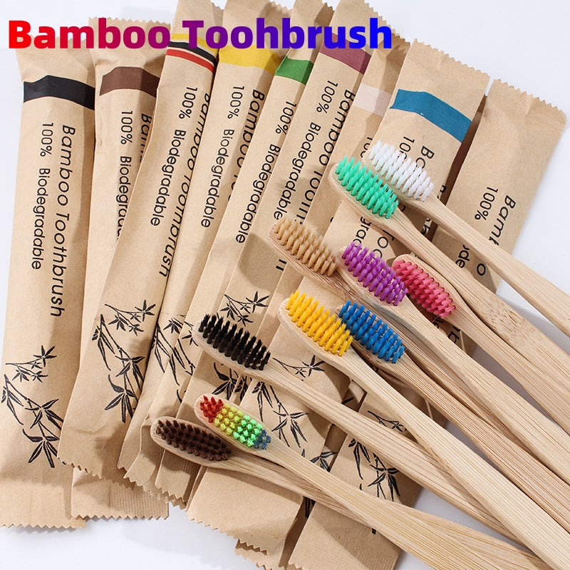 Natural Bamboo Toothbrush Set | Charcoal Bristles